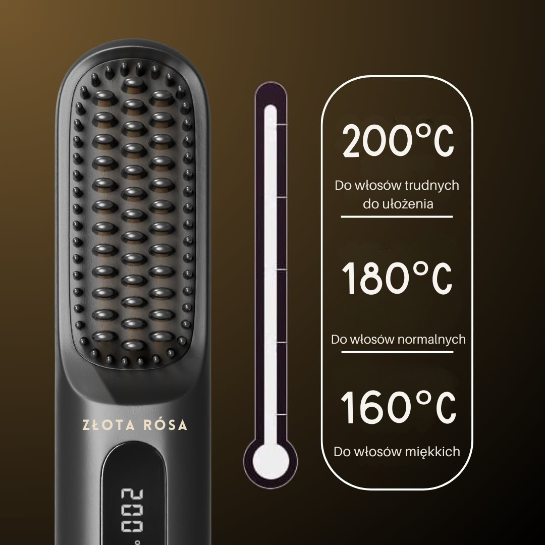 [NOWOŚĆ] Przenośna szczotka do prostowania włosów Złota Rósa – GoBrush MAX + BEZPŁATNE etui skórzane