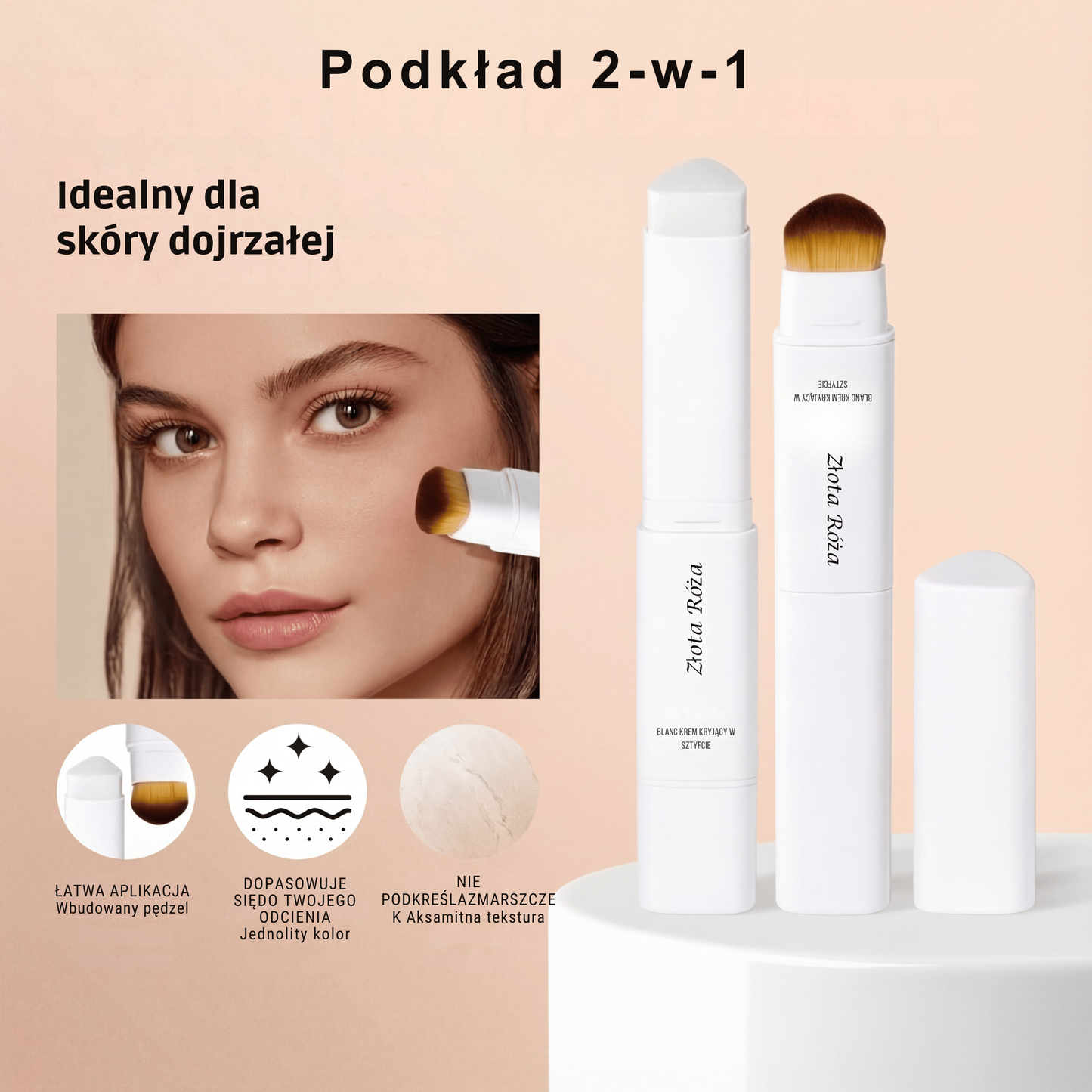 Złota Róża - Podkład 2-w-1 – Znajdź Swój Odcień i Podkreśl Piękno Skóry