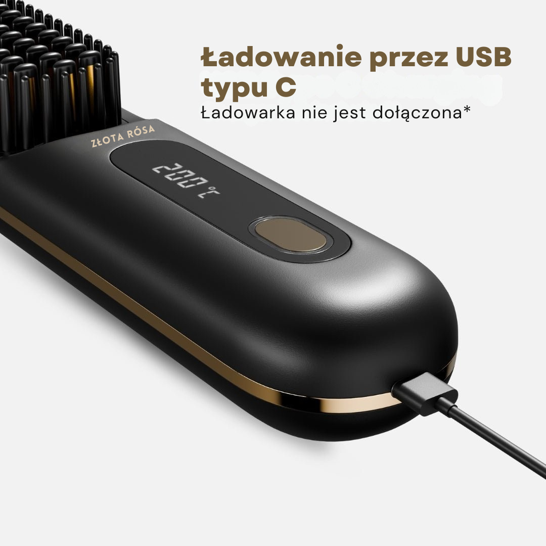 [NOWOŚĆ] Przenośna szczotka do prostowania włosów Złota Rósa – GoBrush MAX + BEZPŁATNE etui skórzane