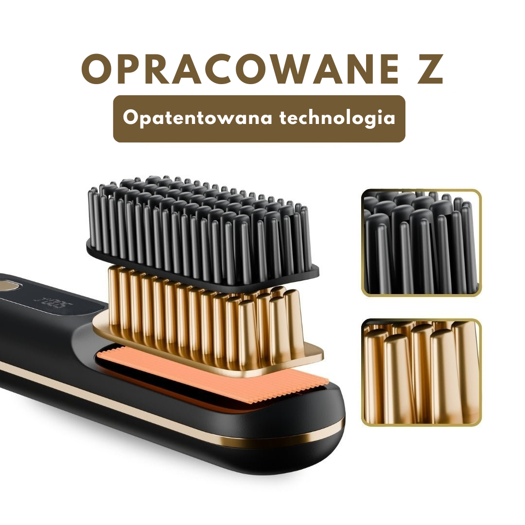 [NOWOŚĆ] Przenośna szczotka do prostowania włosów Złota Rósa – GoBrush MAX + BEZPŁATNE etui skórzane