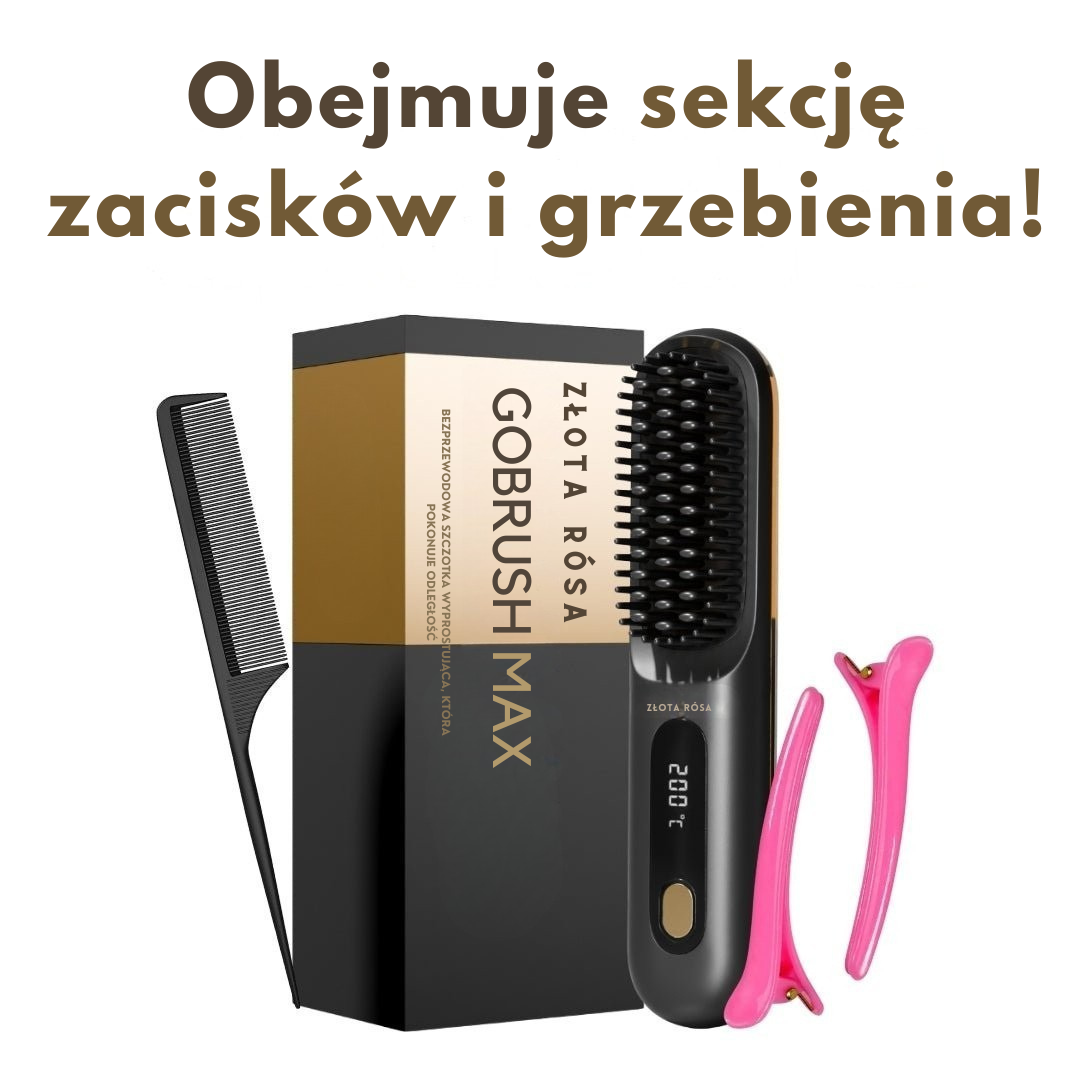 [NOWOŚĆ] Przenośna szczotka do prostowania włosów Złota Rósa – GoBrush MAX + BEZPŁATNE etui skórzane